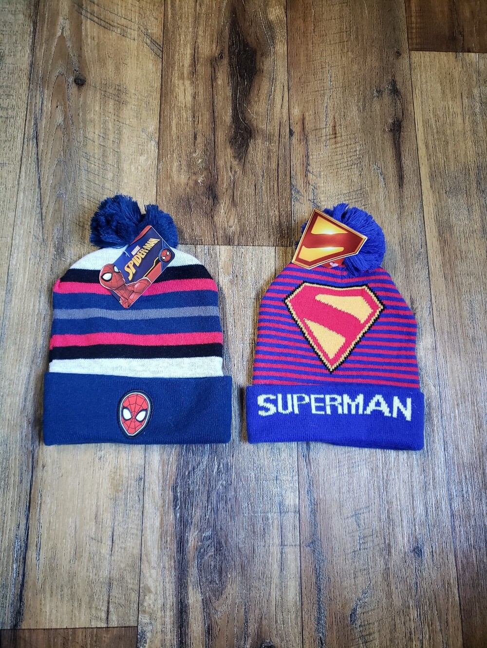 DC Comics Kids Superman & Spider-Man Knit Beanies